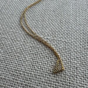 Sparkling Zirconia Gold V Pendant Necklace